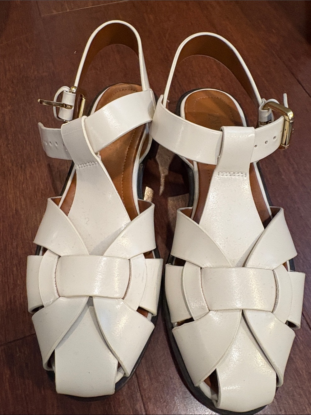 Zara White Women's Leather Slingback Sandals